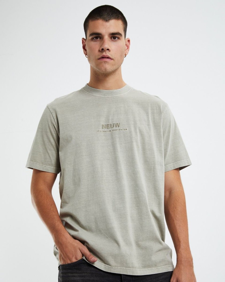 Men Neuw Denim Tees | Samo Embroidery Tee-Latte