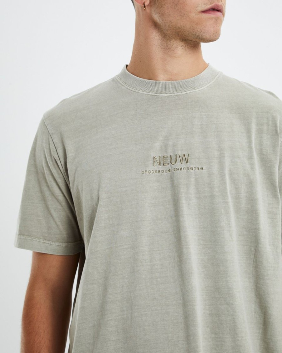 Men Neuw Denim Tees | Samo Embroidery Tee-Latte