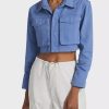 Women Ena Pelly Jackets, Coats & Blazers | Ena Pelly Monica Denim Cropped Jacket- Dazzling Blue