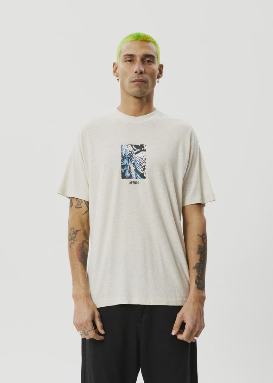 Men Afends Tees | Afends Dossy Hemp Box Fit Tee-Moonbeam