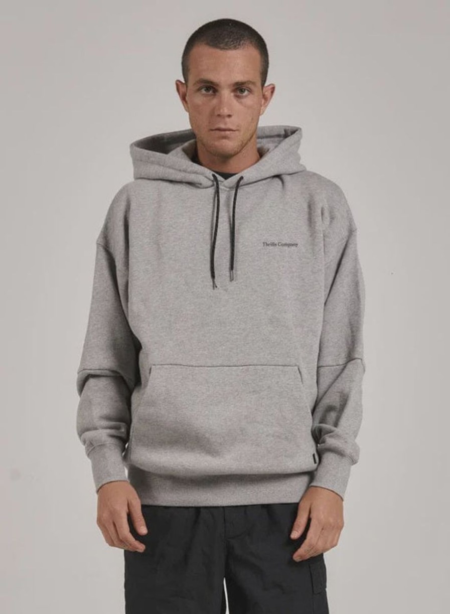 Men THRILLS Jumpers | Thrills Underground Slouch Pull On Hood-Grey Marle