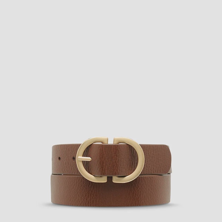 Women Status Anxiety Belts | Status Anxiety In Reverse Belt-Tan/Gold