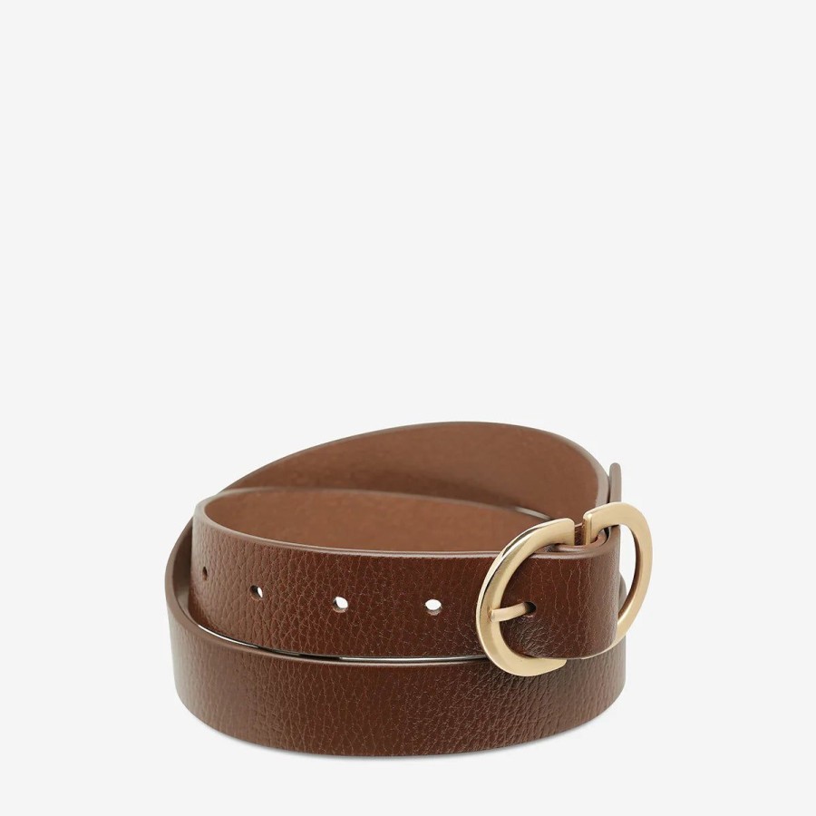 Women Status Anxiety Belts | Status Anxiety In Reverse Belt-Tan/Gold