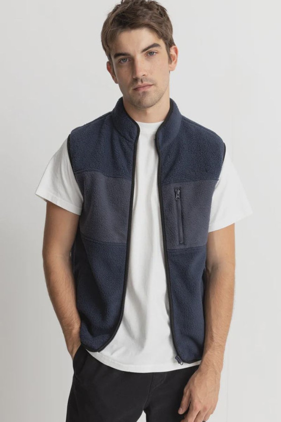 Men Rhythm Jackets And Coats | Rhythm Tamas Vest-Navy