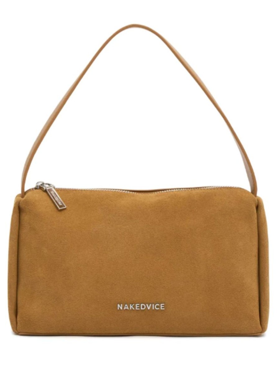 Women Nakedvice Bags | Nakedvice The Joan Suede Tan Bag- Tan/Silver