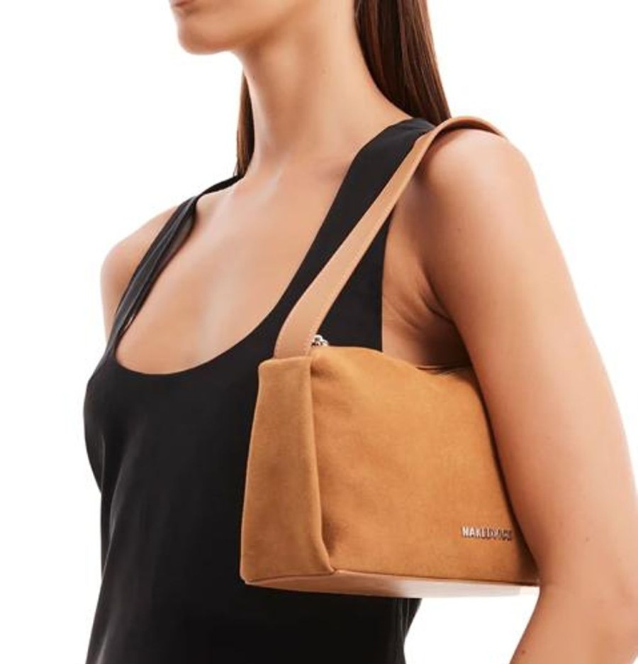 Women Nakedvice Bags | Nakedvice The Joan Suede Tan Bag- Tan/Silver