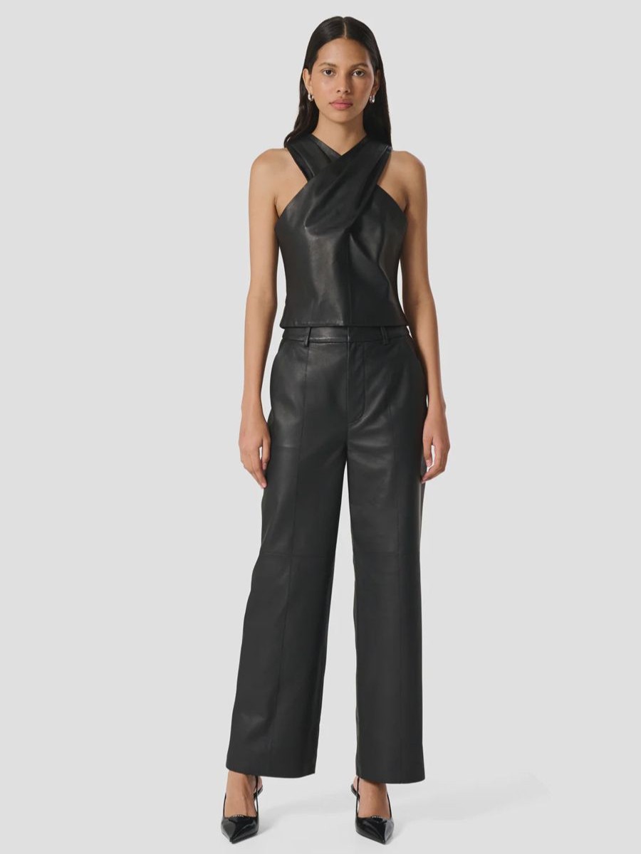 Women Ena Pelly Pants | Stanford Leather Pant- Black