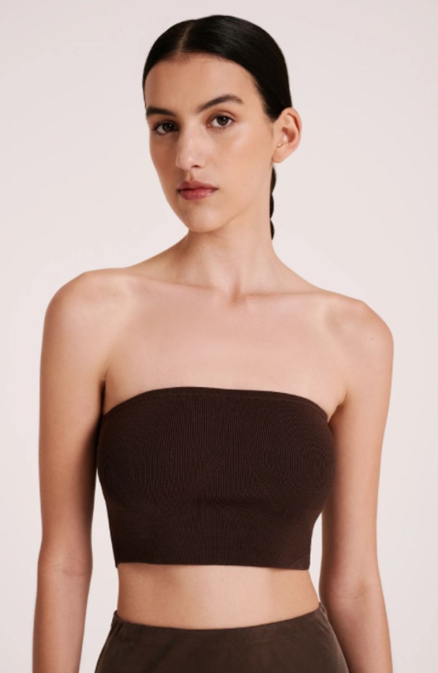 Women Nude Lucy Tops | Nude Lucy Manu Knit Bandeau- Bark