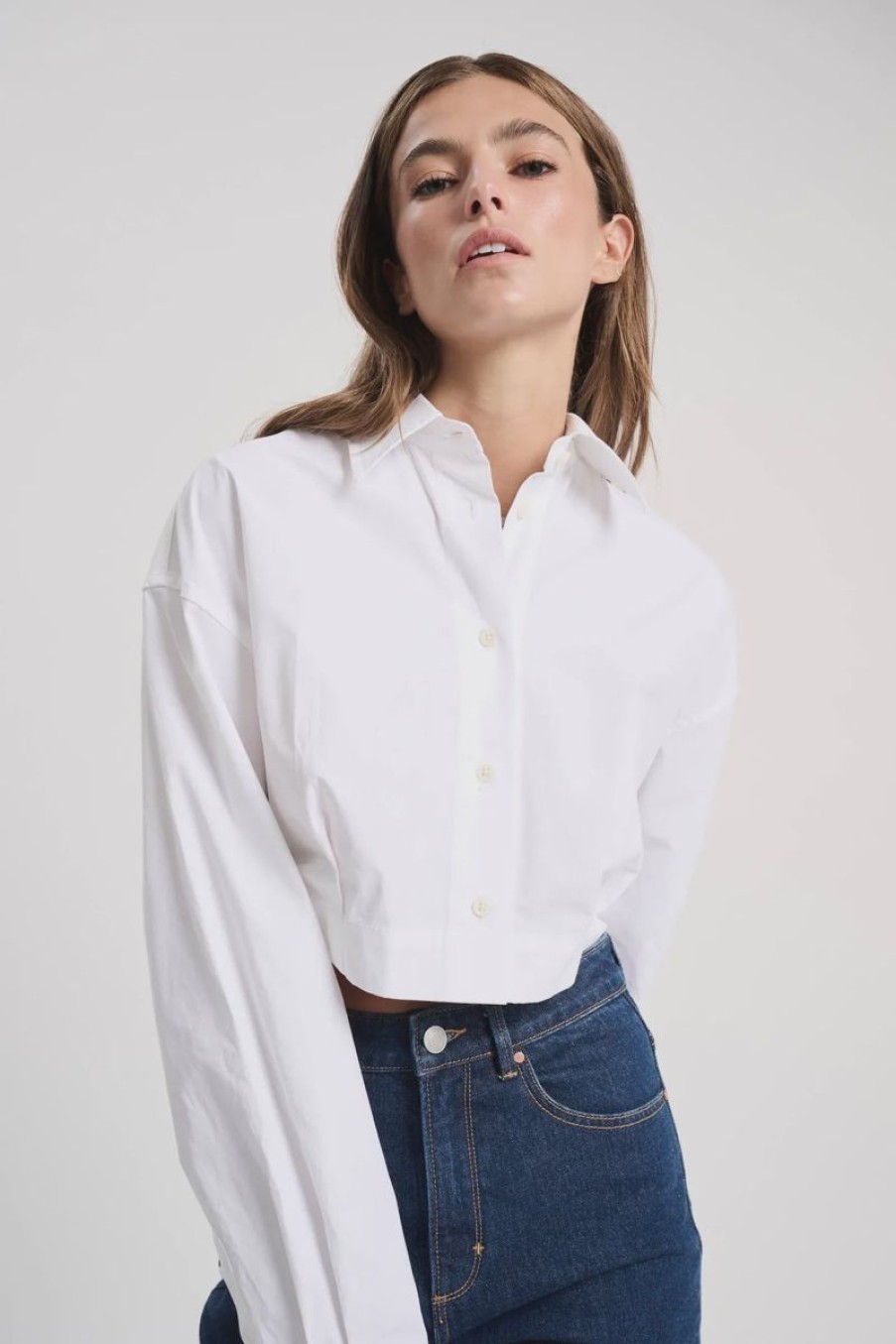 Women Neuw Denim Shirts And Blouses | Atelier Crop Shirt-White