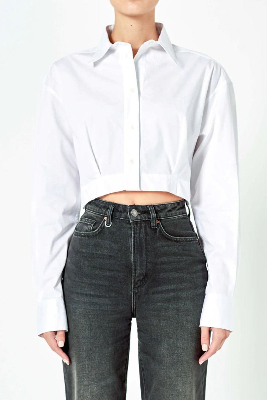 Women Neuw Denim Shirts And Blouses | Atelier Crop Shirt-White