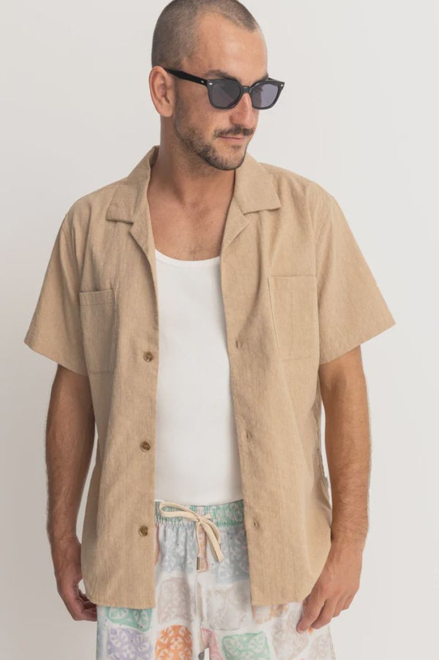 Men Rhythm Shirts | Rhythm Venice Short Sleeve Shirt-Sand