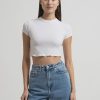 Women Nude Lucy Tees | Nude Lucy Essential Waffle Tee-White