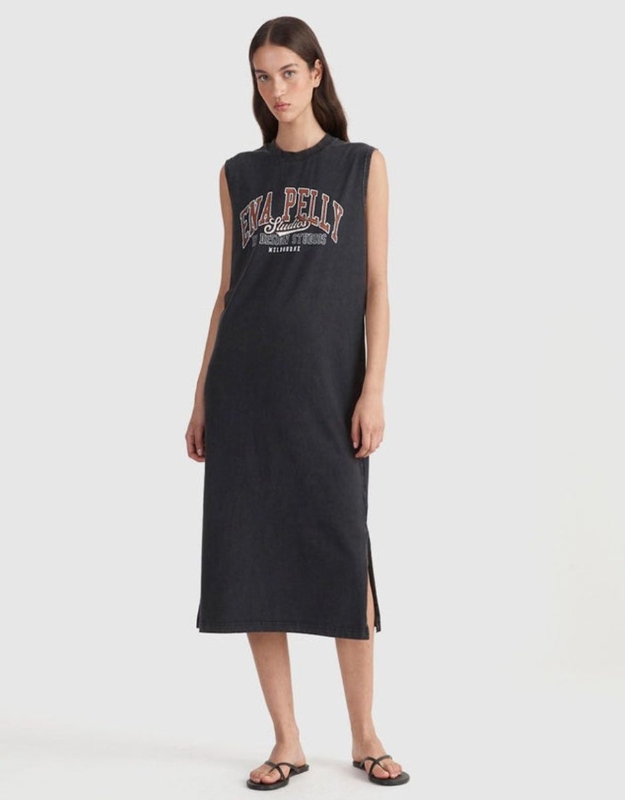 Women Ena Pelly Dresses | Ena Pelly Studios Collegiate Tank Dress- Vintage Black