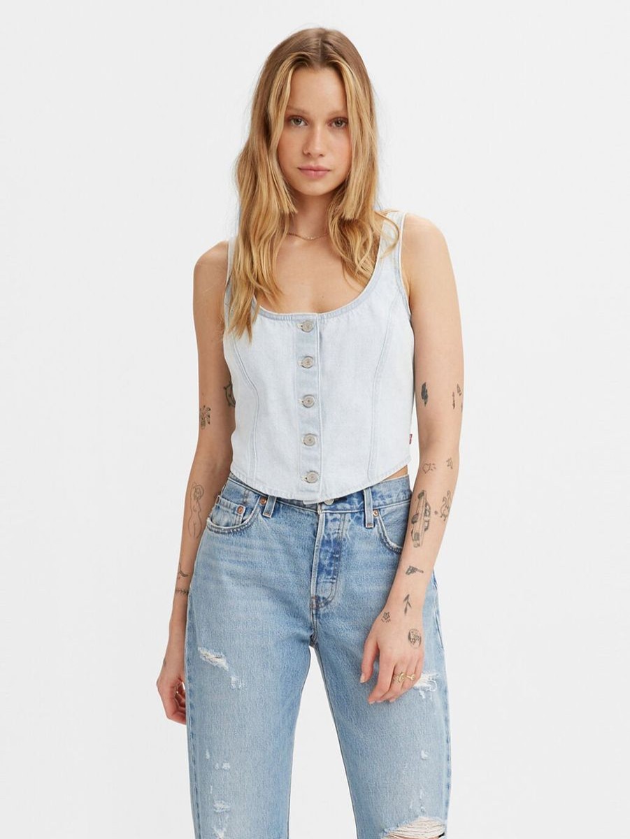 Women Levis Tops | Dani Corset Top-Indigo Stonewash