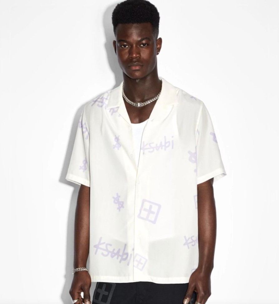 Men Ksubi Shirts | Kash Box Resort Short Sleeve Shirt-White