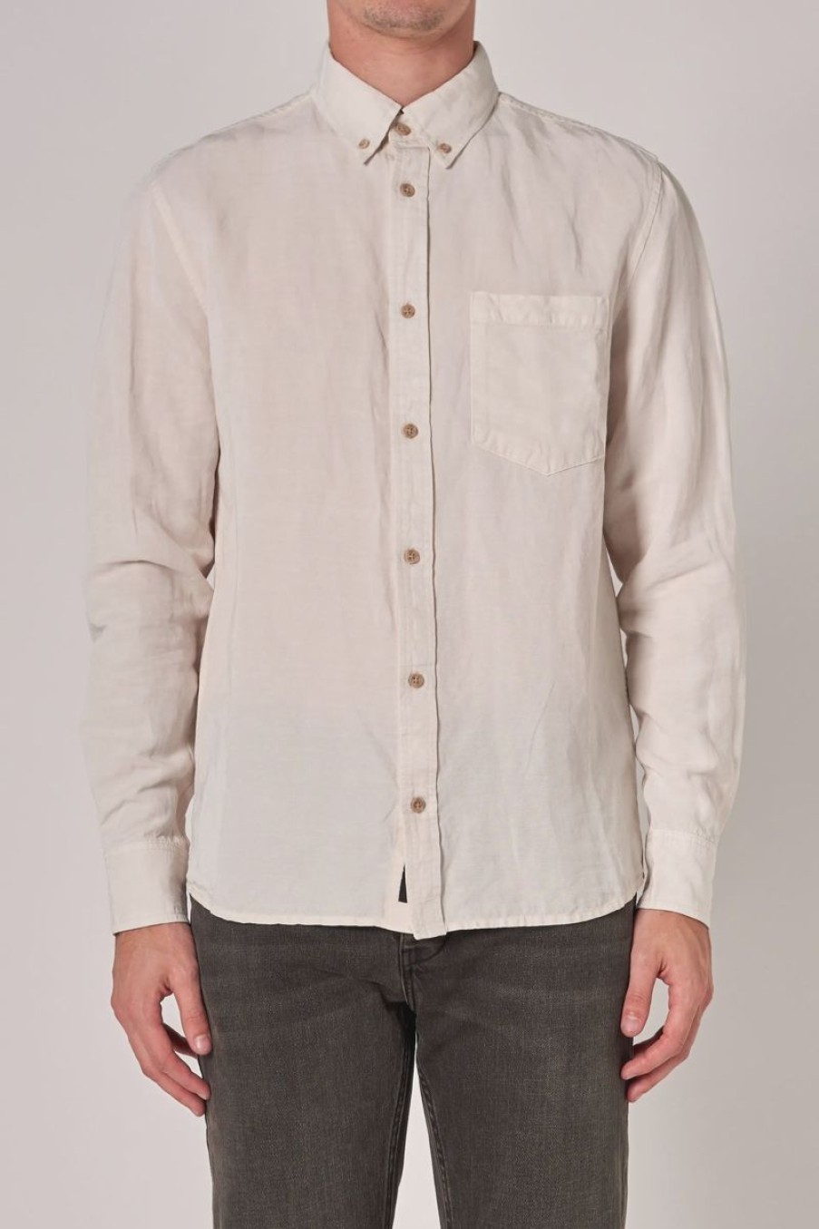 Men Neuw Denim Shirts | Neuw Denim Curtis Ls Shirt- Washed Stone