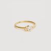 Women By Charlotte Jewellery | By Charlotte 18K Gold Vermeil Kindred Birthstone Ring-April/White Topaz