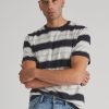 Men Neuw Denim Tees | Organic Stripe Band Tee-French Navy Stripe