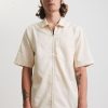 Men Afends Shirts | Chess Club Hemp Zip Ss Shirt- Natural