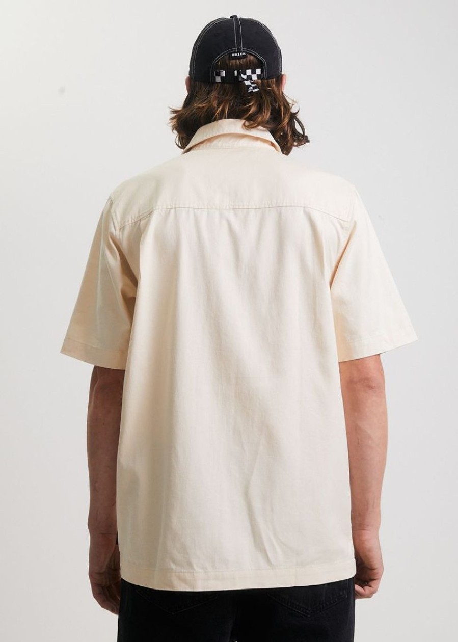 Men Afends Shirts | Chess Club Hemp Zip Ss Shirt- Natural