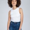 Women Neuw Denim Tops | Neuw Denim Jonesy Singlet-White