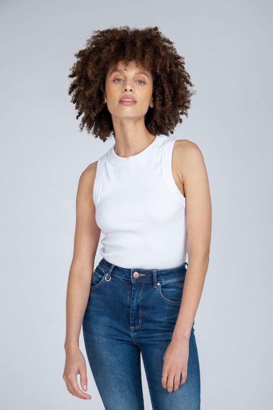 Women Neuw Denim Tops | Neuw Denim Jonesy Singlet-White