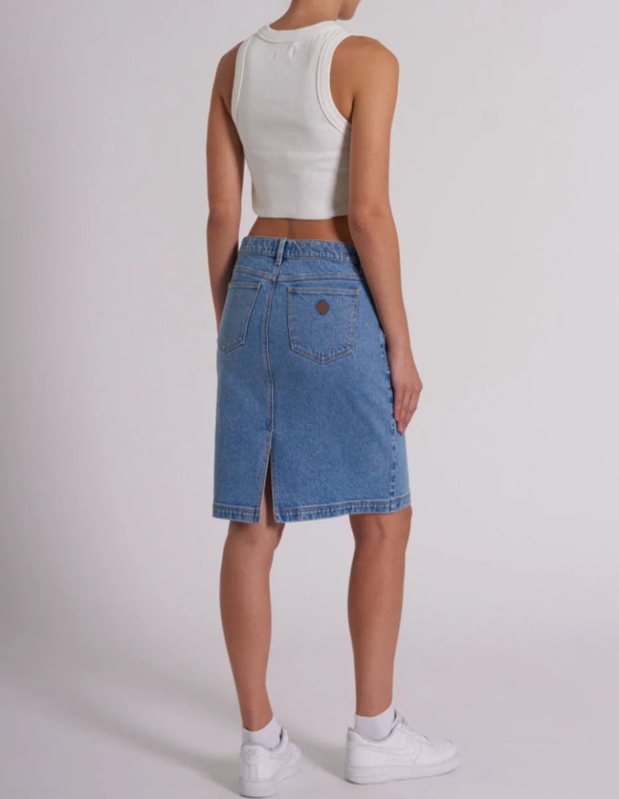 Women ABrand Denim Skirts | Abrand A 99 Low Midi Skirt-Ada-Light Vintage Blue