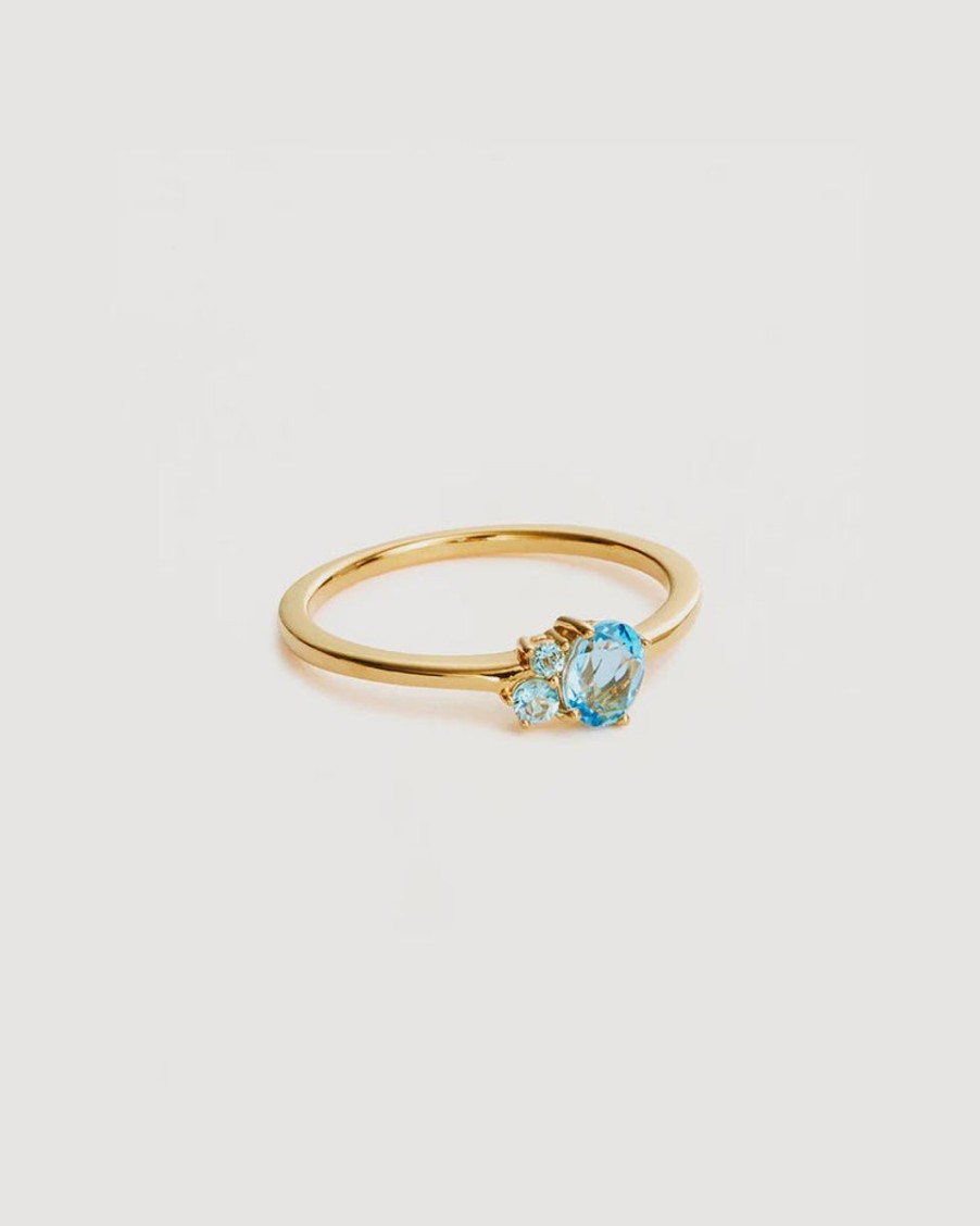 Women By Charlotte Jewellery | By Charlotte 18K Gold Vermeil Kindred Birthstone Ring-March/Topaz