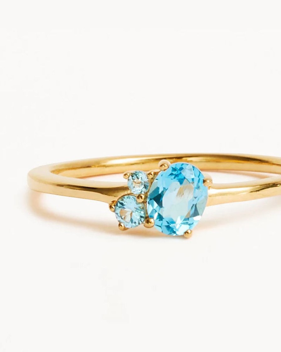 Women By Charlotte Jewellery | By Charlotte 18K Gold Vermeil Kindred Birthstone Ring-March/Topaz