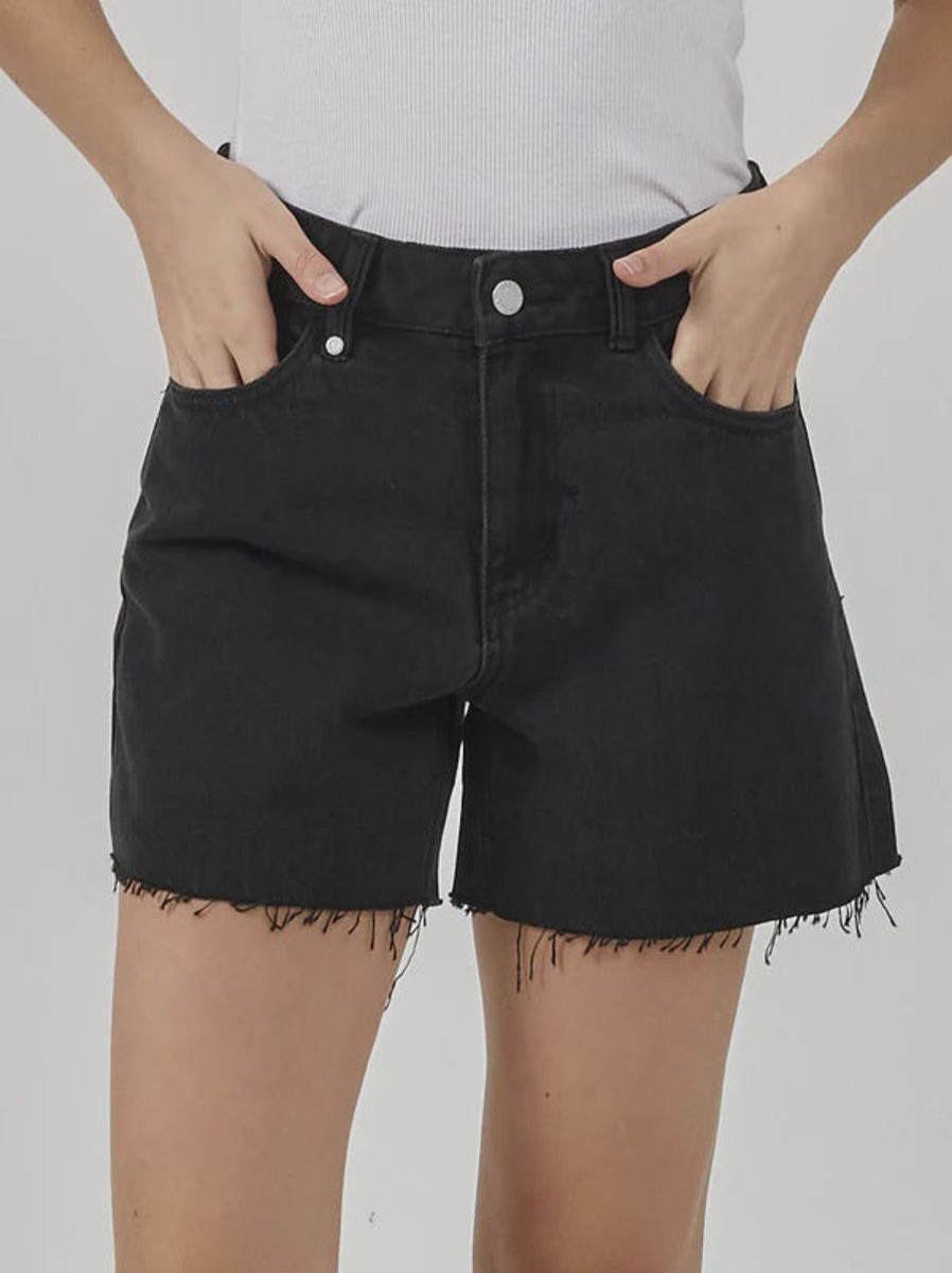 Women THRILLS Denim Shorts | Erica Mid Rise Short-Aged Black