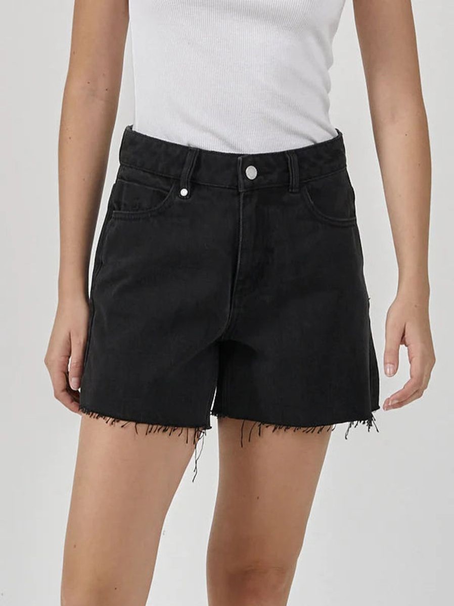 Women THRILLS Denim Shorts | Erica Mid Rise Short-Aged Black