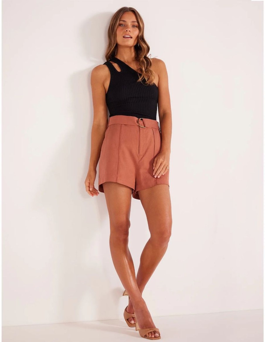 Women Mink Pink Shorts | Minkpink Cleo Belted Short-Nutmeg