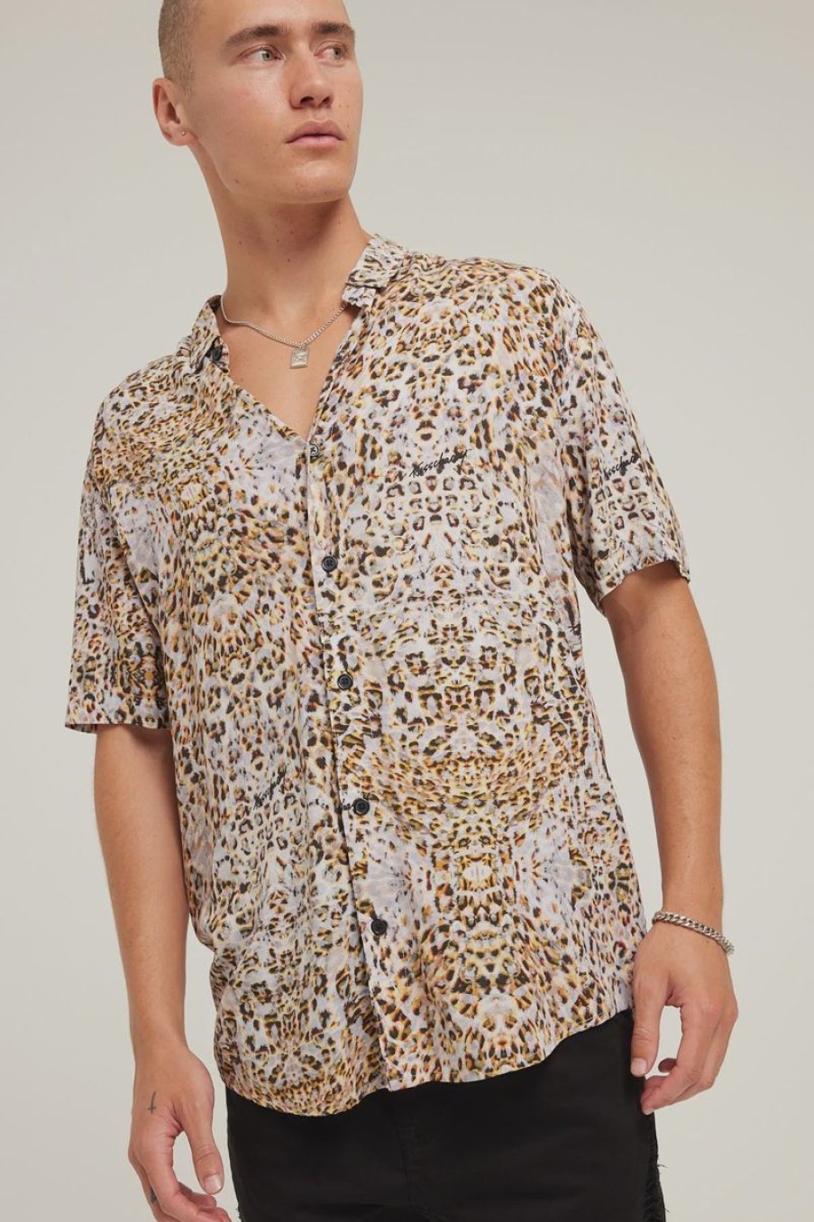 Men Kiss Chacey Shirts | Tired Relaxed Ss Shirt- Multi Colour Print