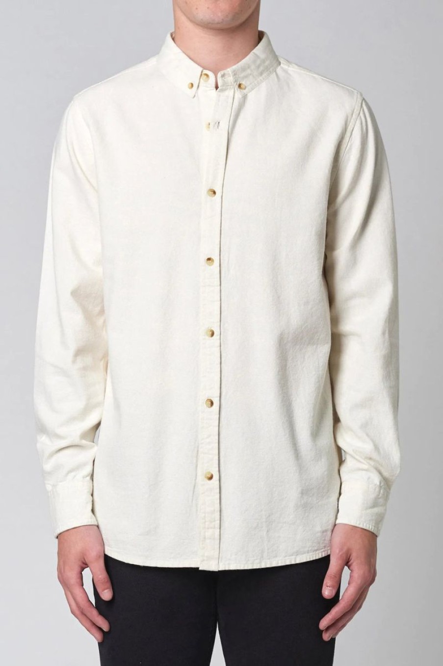 Men Rollas Shirts | Rolla'S Men At Work Oxford Shirt-White