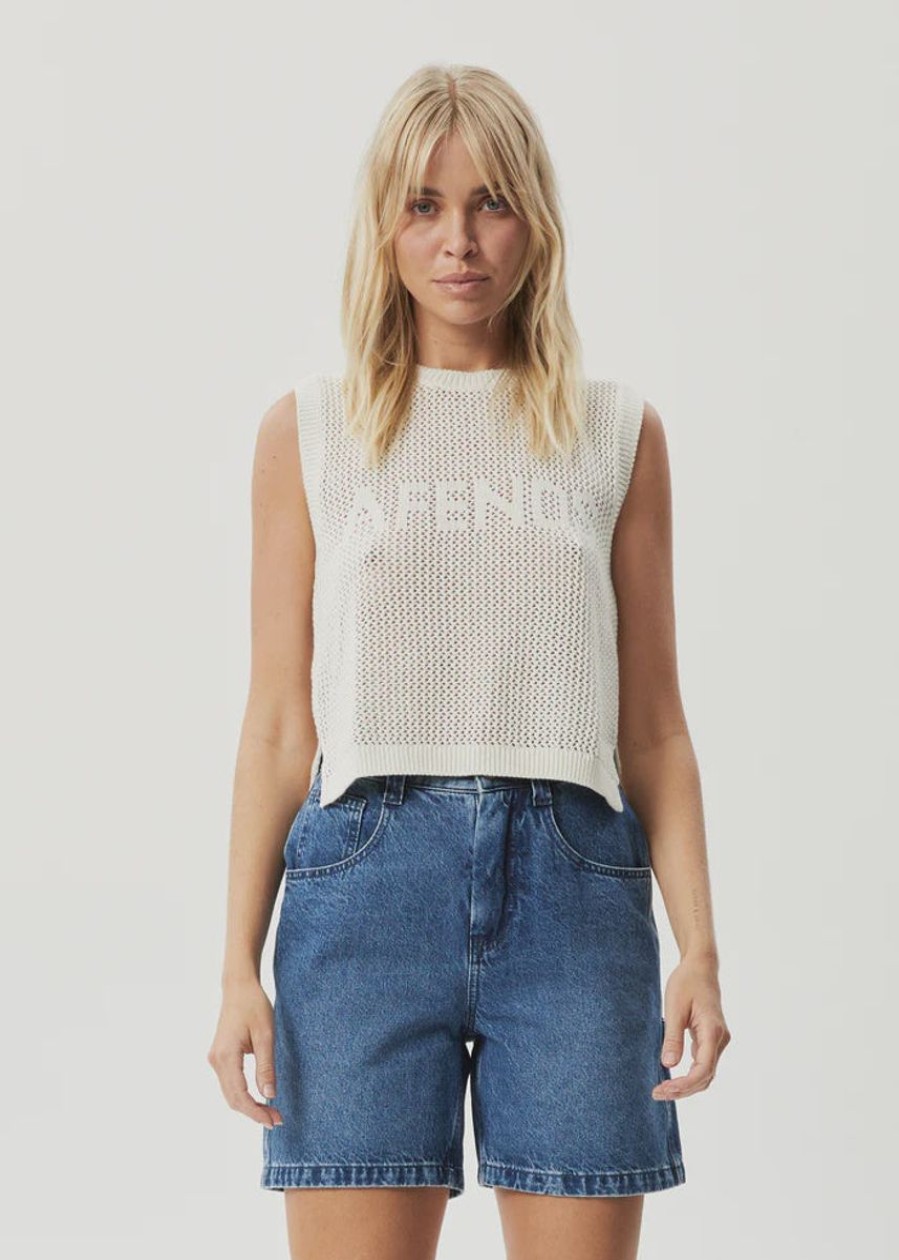 Women Afends Tops | Afends Ryder Knit Tank- White