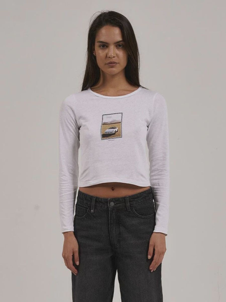 Women THRILLS Tees | Thrills Field Of Speed Mini Long Sleeve Tee-White