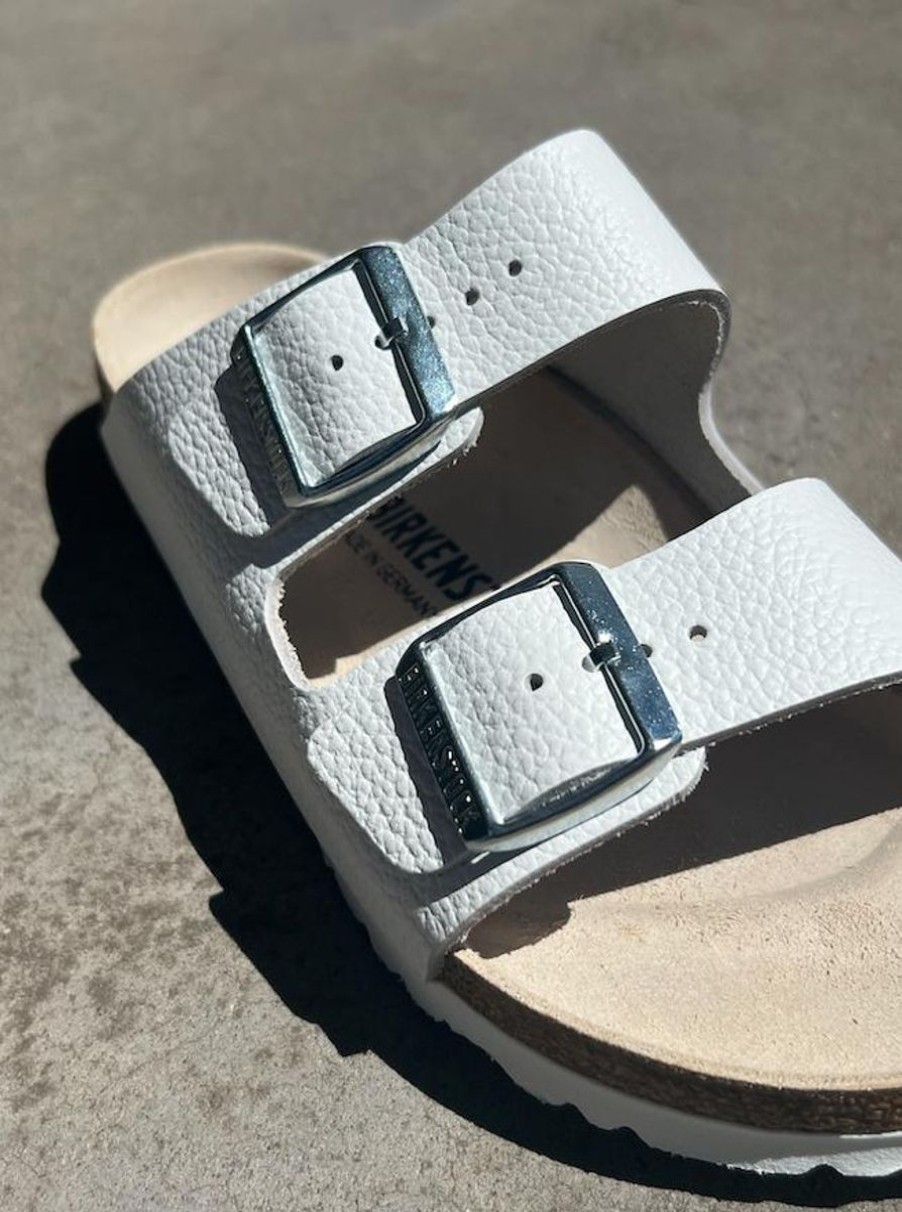 Footwear Birkenstock Arizona | Birkenstock Arizona-White Natural Smooth Leather Narrow