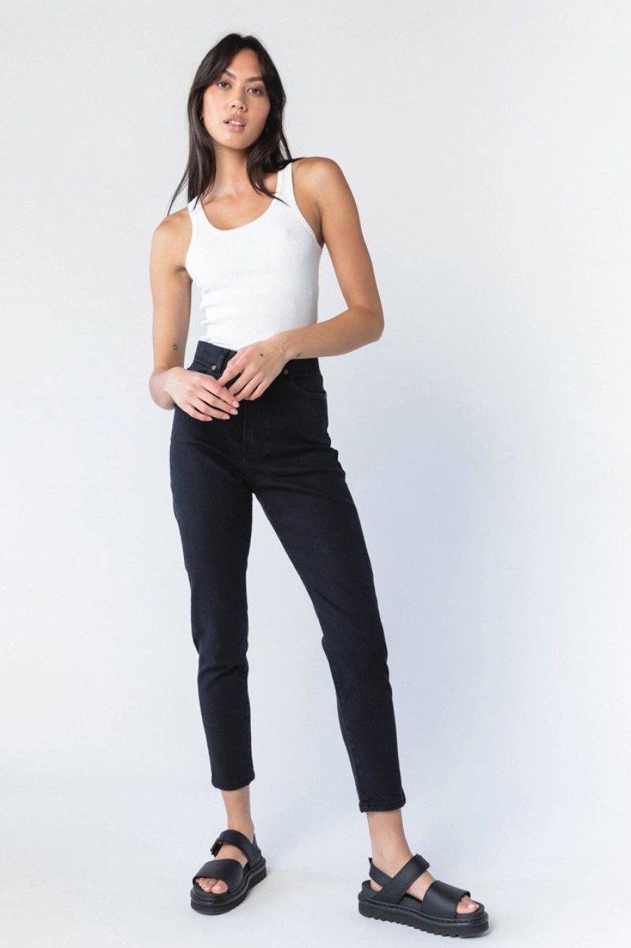 Women Dr Denim Jeans | Dr Denim Nora Jeans-Washed Black Stretch