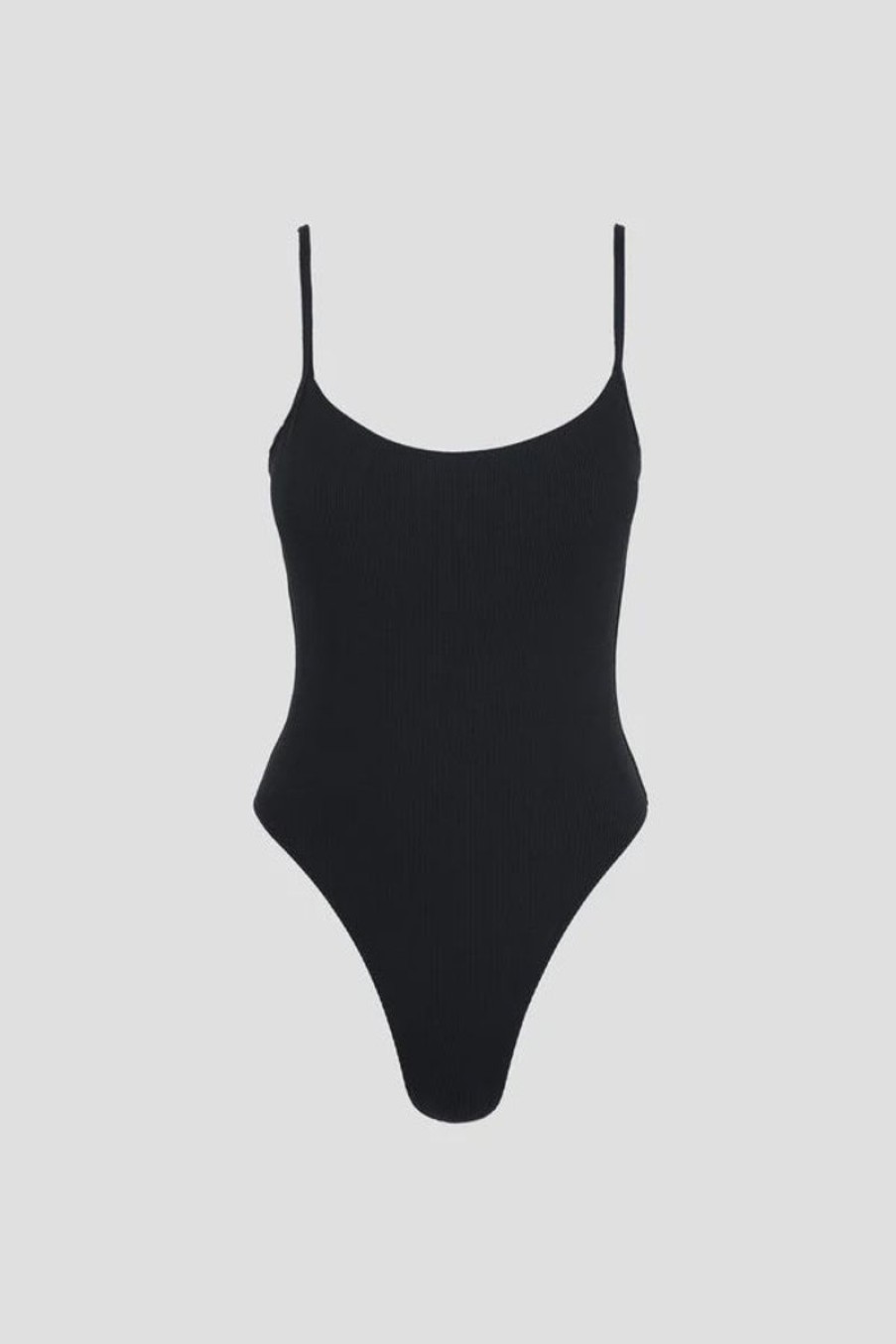 Women Rhythm Swimwear | Rhythm Isla Rib Eco Minimal One Piece-Black