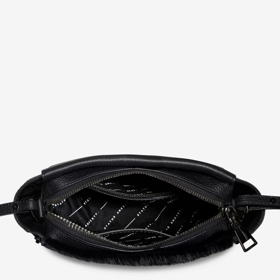 Women Status Anxiety Bags | The Ascendants Bag-Black Pebble/Black Fur