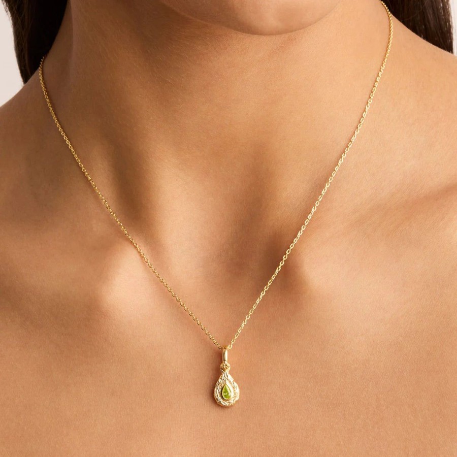 Women By Charlotte Jewellery | By Charlotte With Love Birthstone Annex Link Pendant-August/Peridot-18K Gold Vermeil