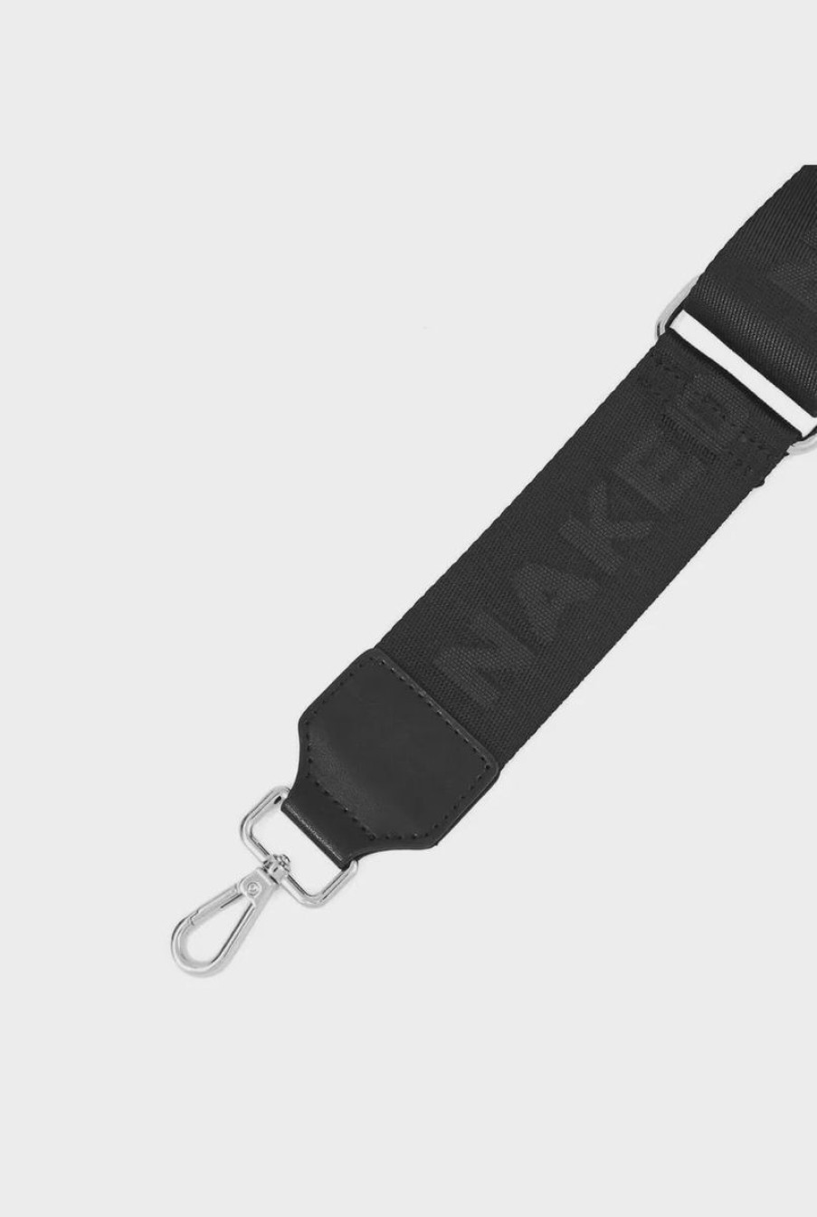 Women Nakedvice Bag Straps | The Branded Silver Strap- Black