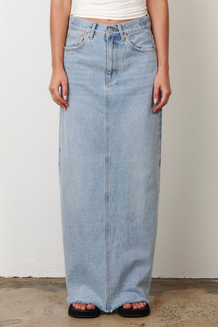 Women Bayse Denim Skirts | Bayse Hudson Maxi Skirt- Saltwater Blue