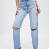 Women ABrand Jeans | Abrand 94 High Straight Jean-Juno Rip Light Vintage Blue