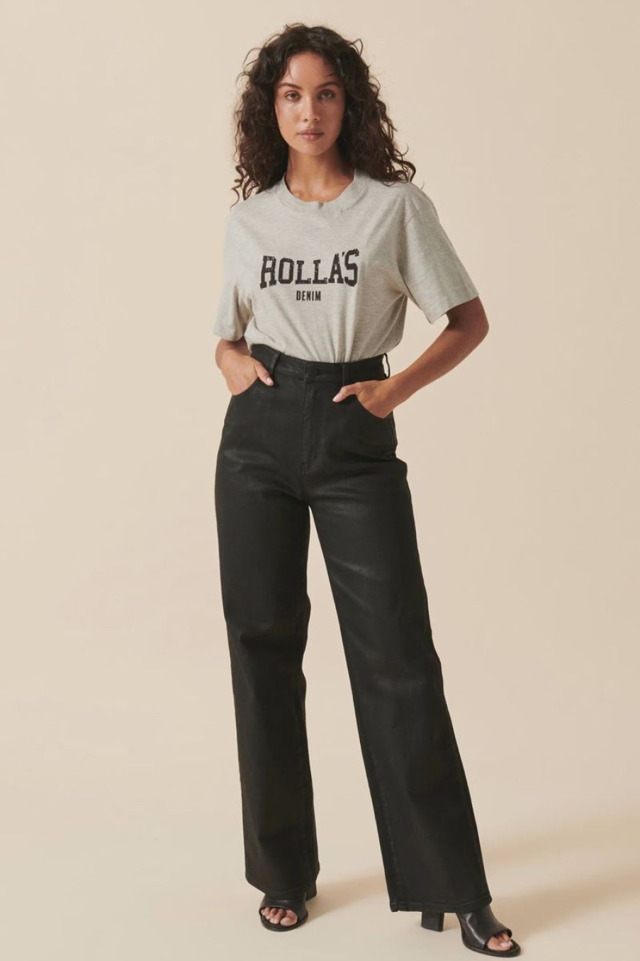 Women Rollas Jeans | Heidi Jean Coated Black-Stay Black