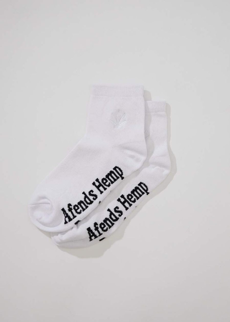 Women Afends Socks | Happy Hemp Socks-White/White