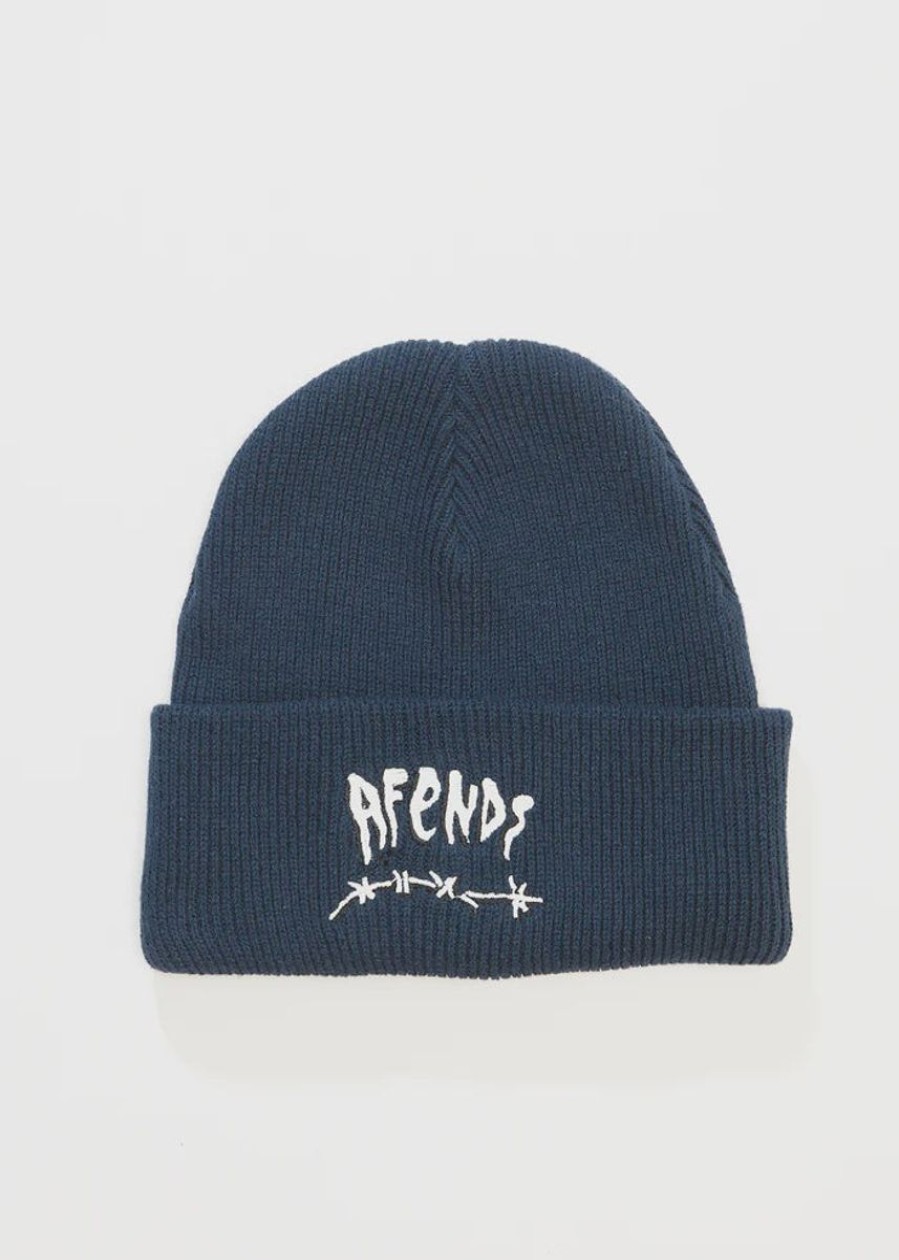 Women Afends Beanies | Afends Barbwire Recycled Beanie-Navy