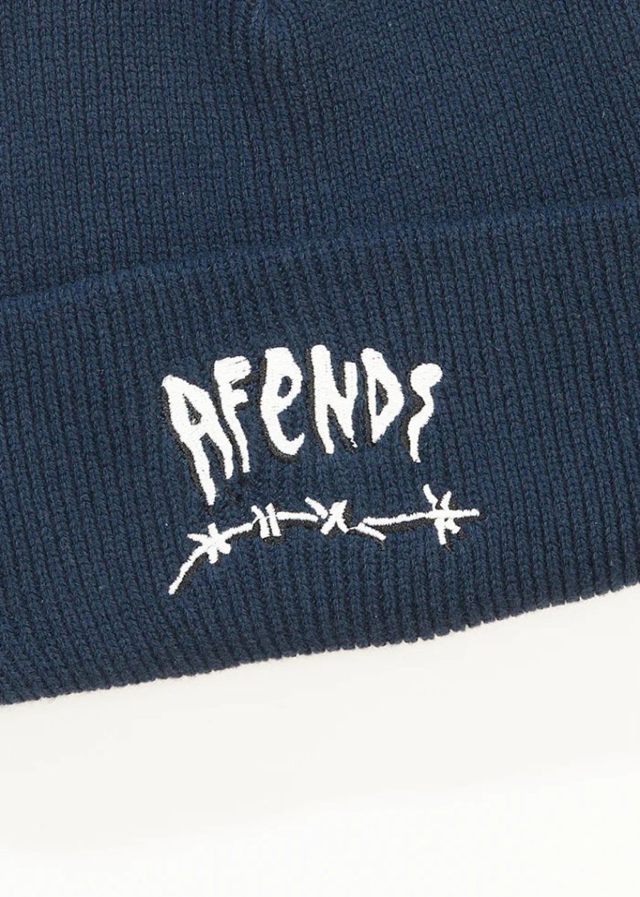 Women Afends Beanies | Afends Barbwire Recycled Beanie-Navy