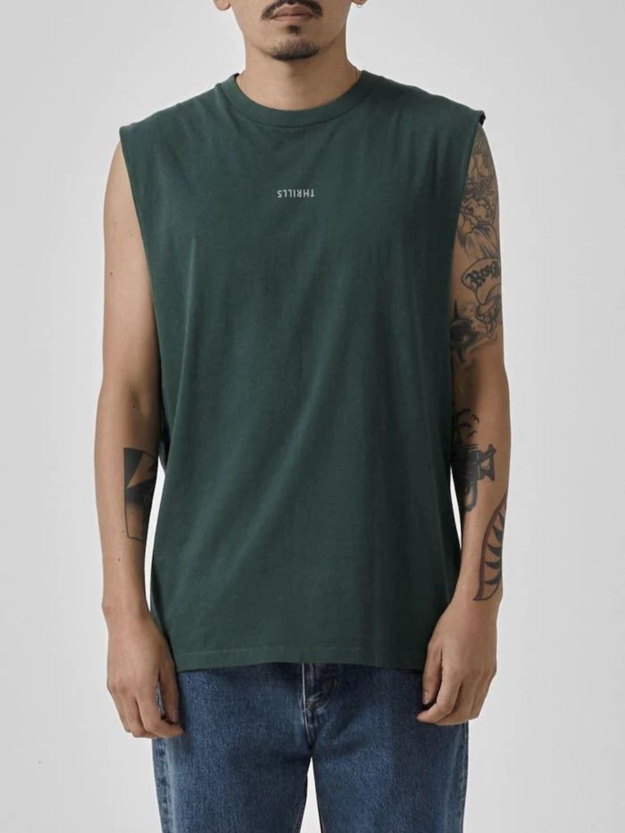 Men THRILLS Tees | Minimal Thrills Merch Fit Muscle Tee-Mallard Green