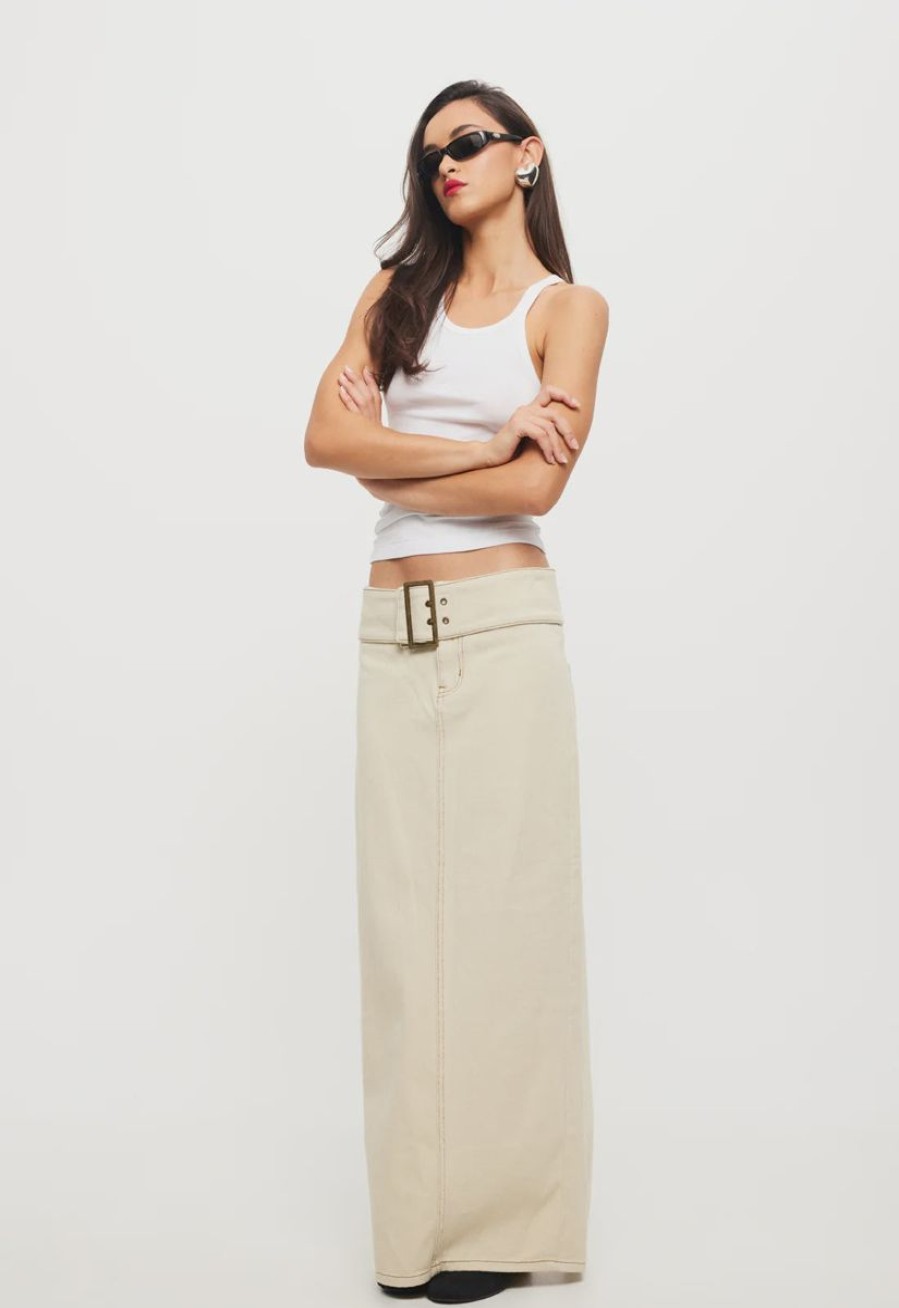 Women Lioness Denim Skirts | Lioness Uma Denim Midi Skirt-Ecru